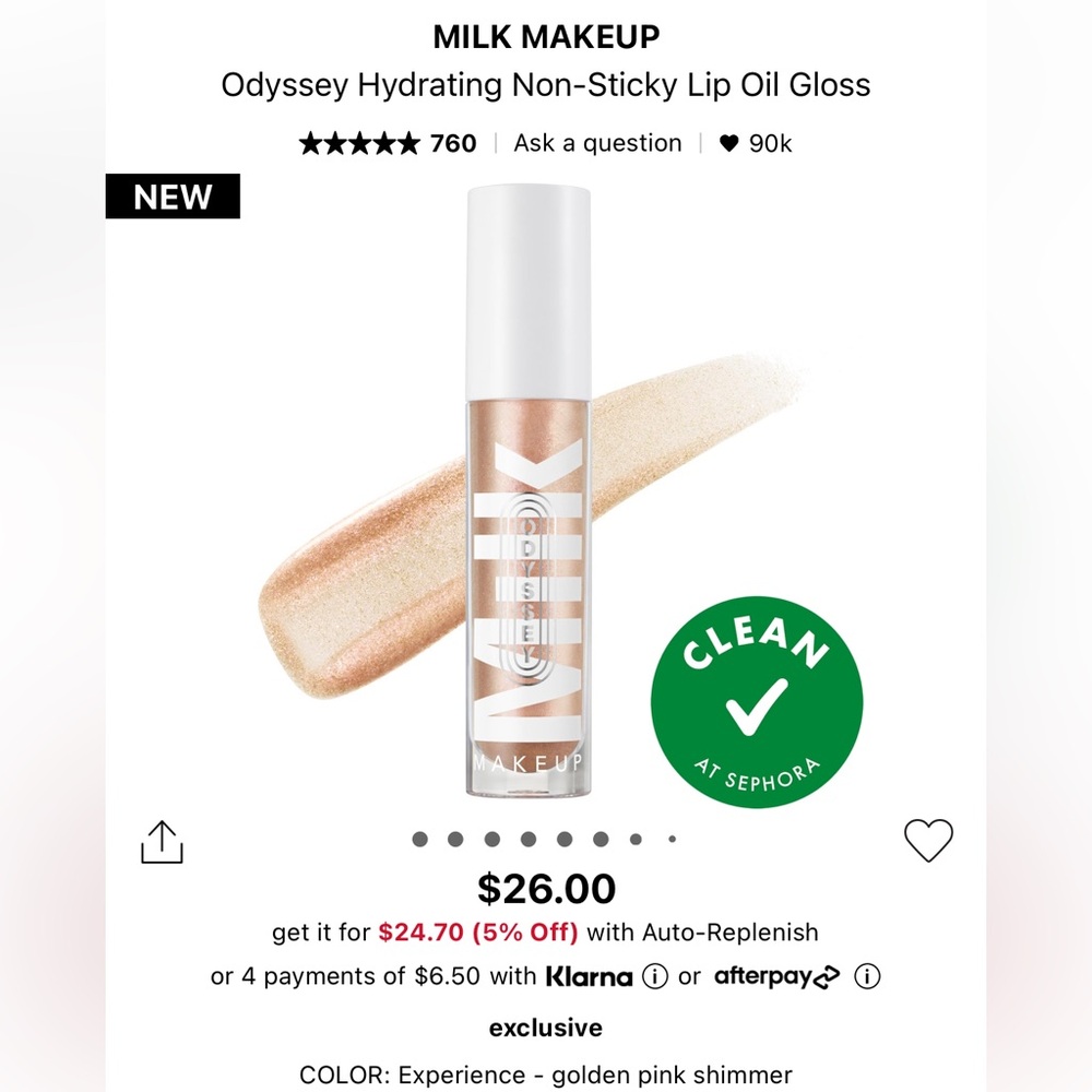 Milk makeup odyssey hydrating non sticky lip oil gloss